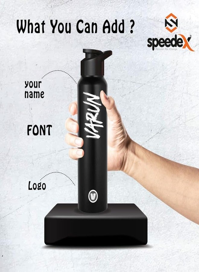 سبيديكس زجاجة مياه سبيدكس من الفولاذ المقاوم للصدأ سعة 1 لتر للأطفال، بنين وبنات، مثالية للنادي الرياضي، والرياضة، والاستخدام في الثلاجة، والمدرسة، والمكتب - 1000 مل، لون أسود، مزودة بغطاء للشرب - Image 3